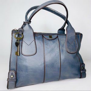Fossil Blue Vtg Revival Weekender Satchel Tote